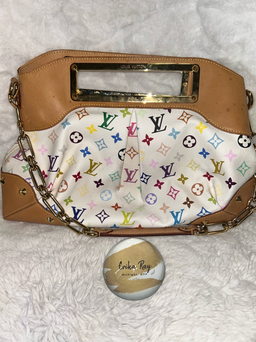 Louis Vuitton White Multicolor Monogram Judy GM - Picture 3 of 16
